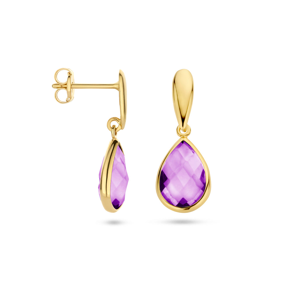 Ohrhänger Amethyst 20 mm 14K Gelbgold