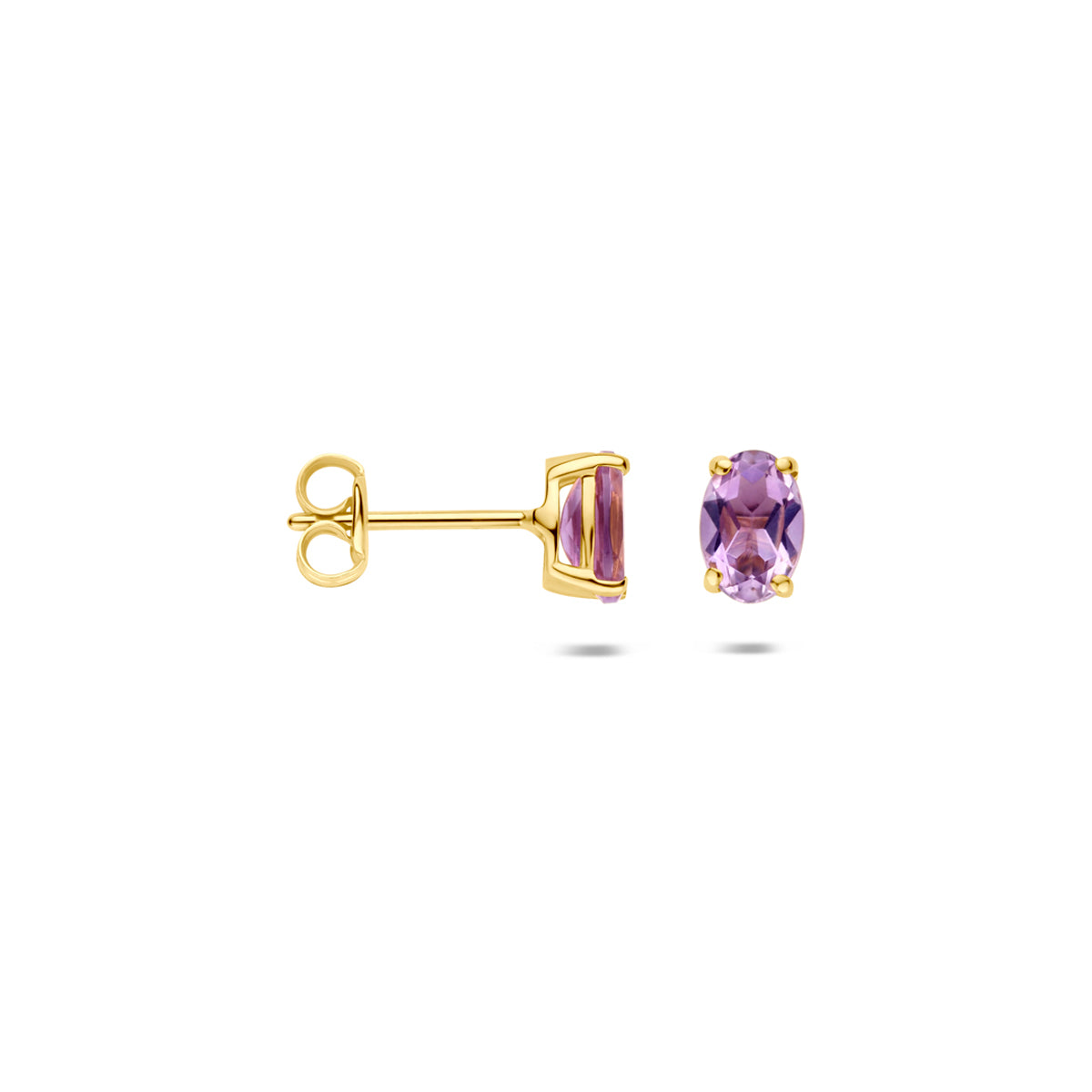 9k oorknoppen amethist 6 mm 9K geel