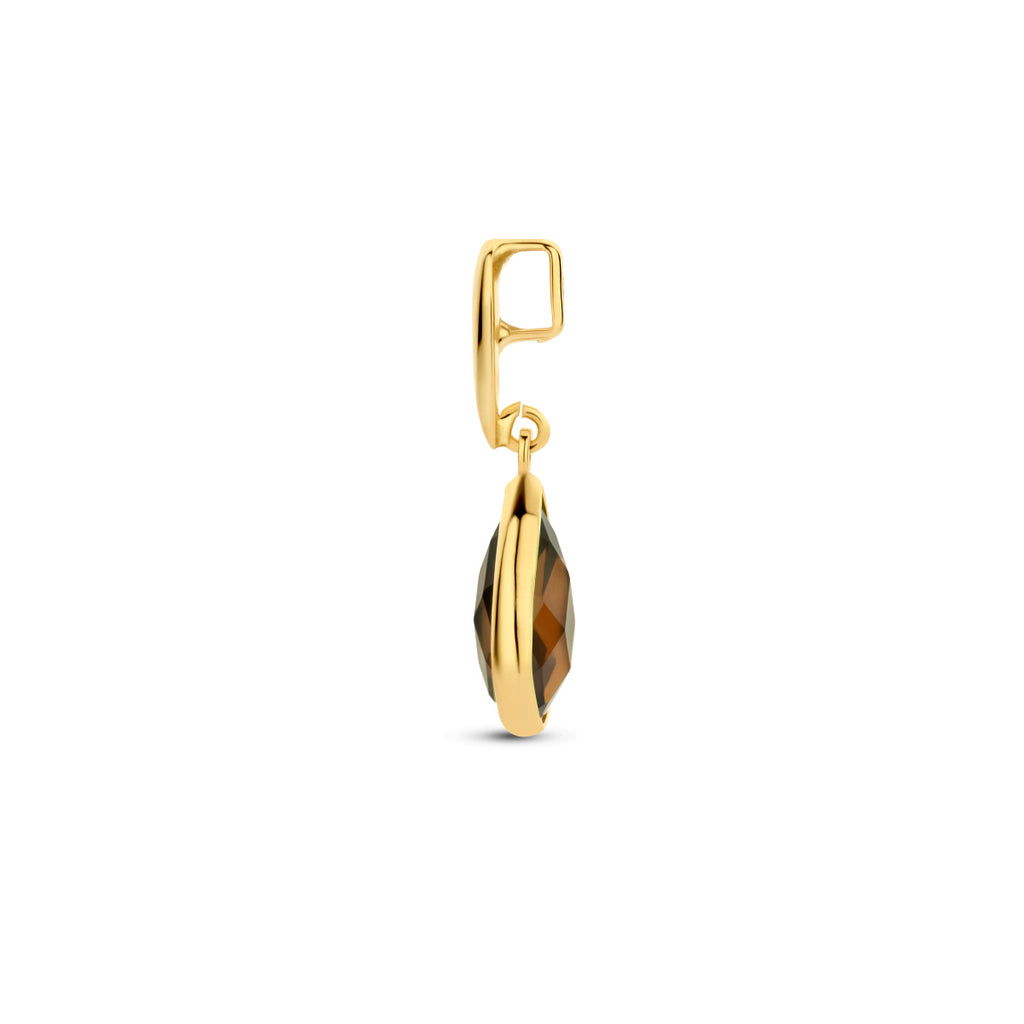 Anhänger Rauchquarz 12,5 mm 14K Gelbgold