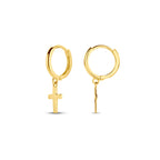 Kreolen mit Kreuz 14K Gelbgold