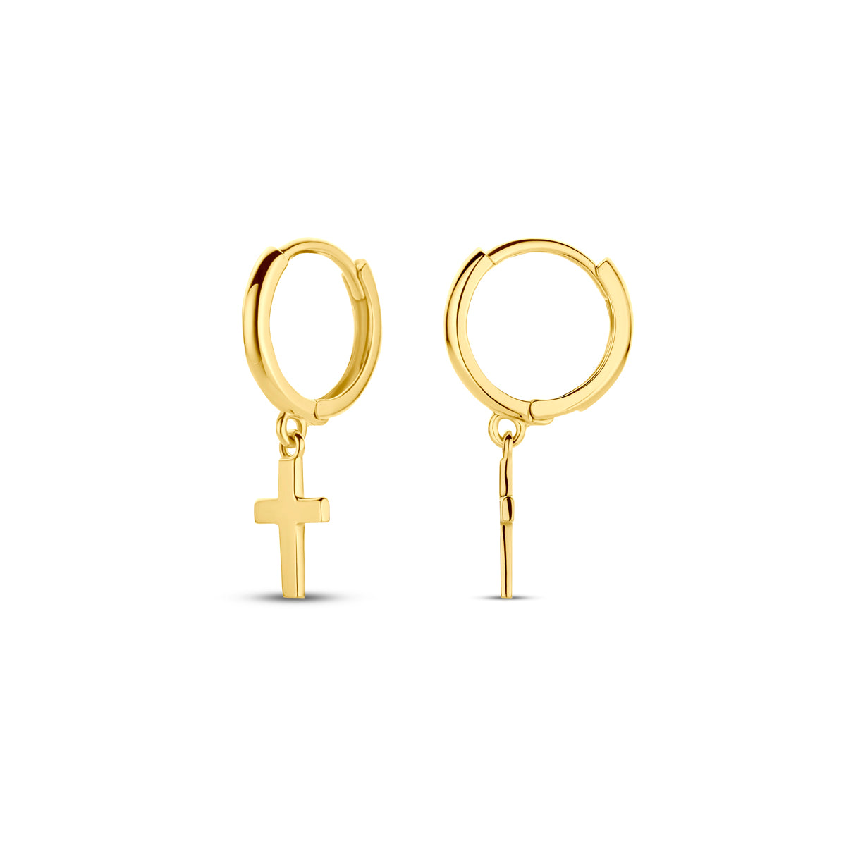 Kreolen mit Kreuz 14K Gelbgold