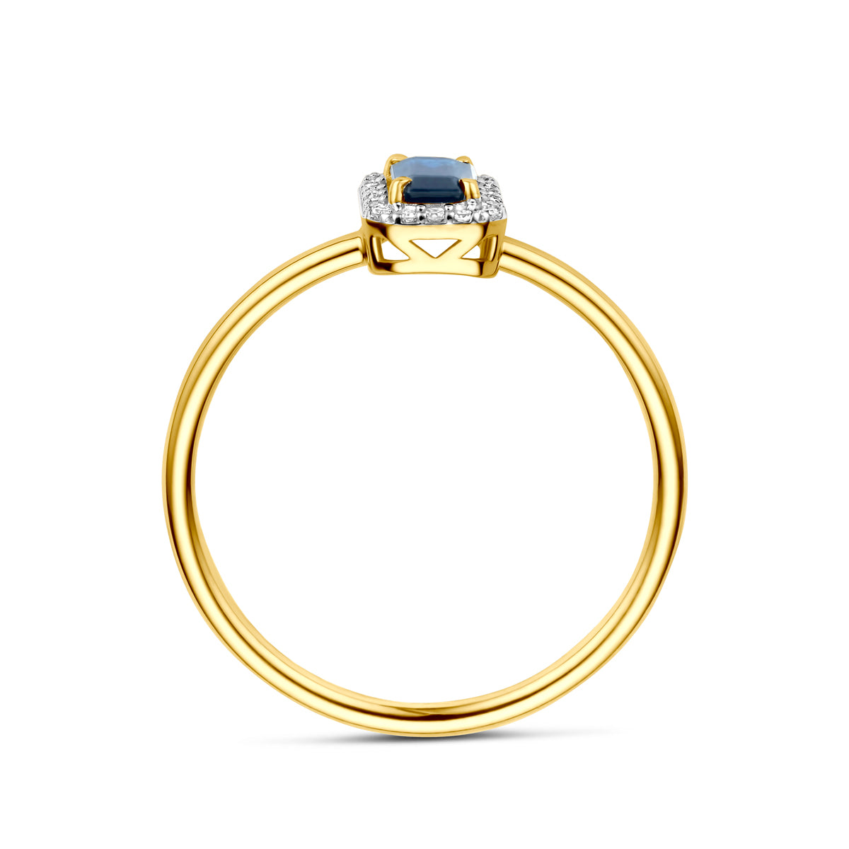 ring saffier en diamant 0.06ct h si 14K geelgoud