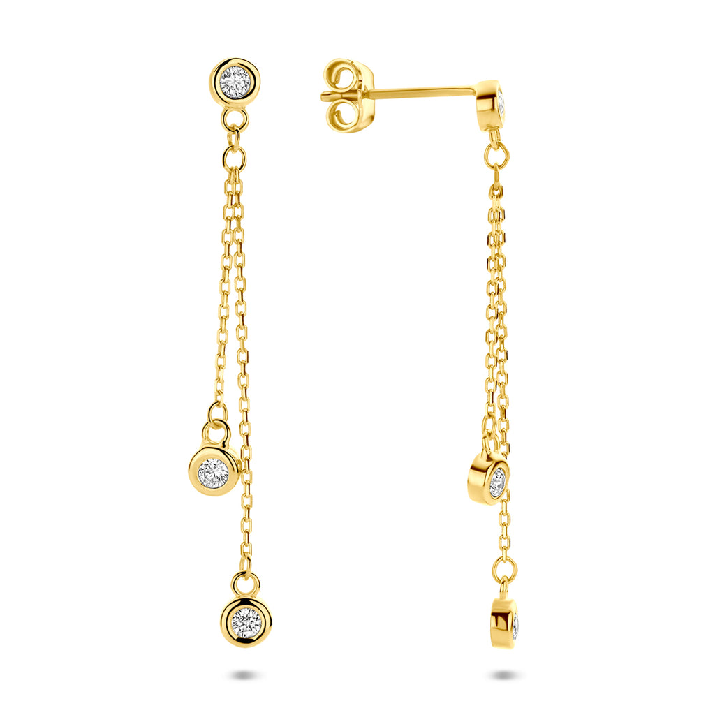 oorhangers zirkonia 35 mm 14K geelgoud