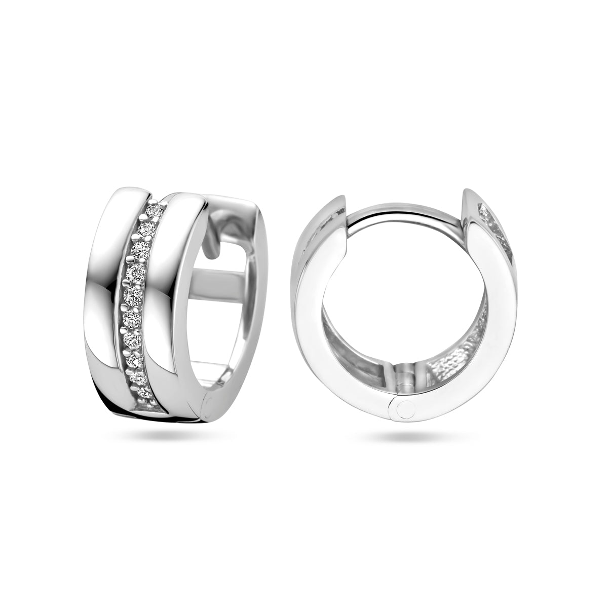 klapoorringen zirkonia zilver gerhodineerd