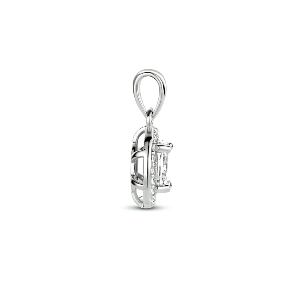hanger zirkonia halo zilver gerhodineerd