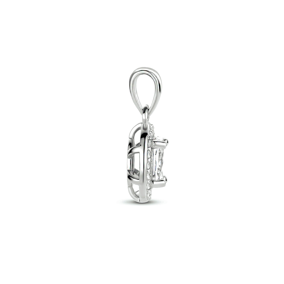 hanger zirkonia halo zilver gerhodineerd