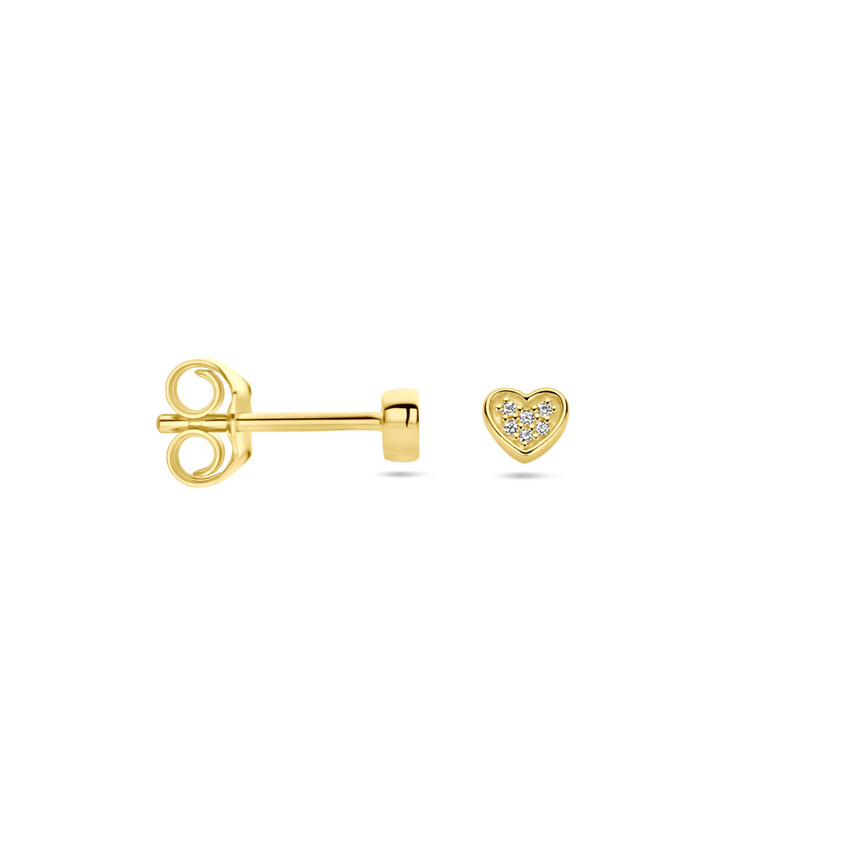 oorknoppen hart diamant h si 14K geelgoud