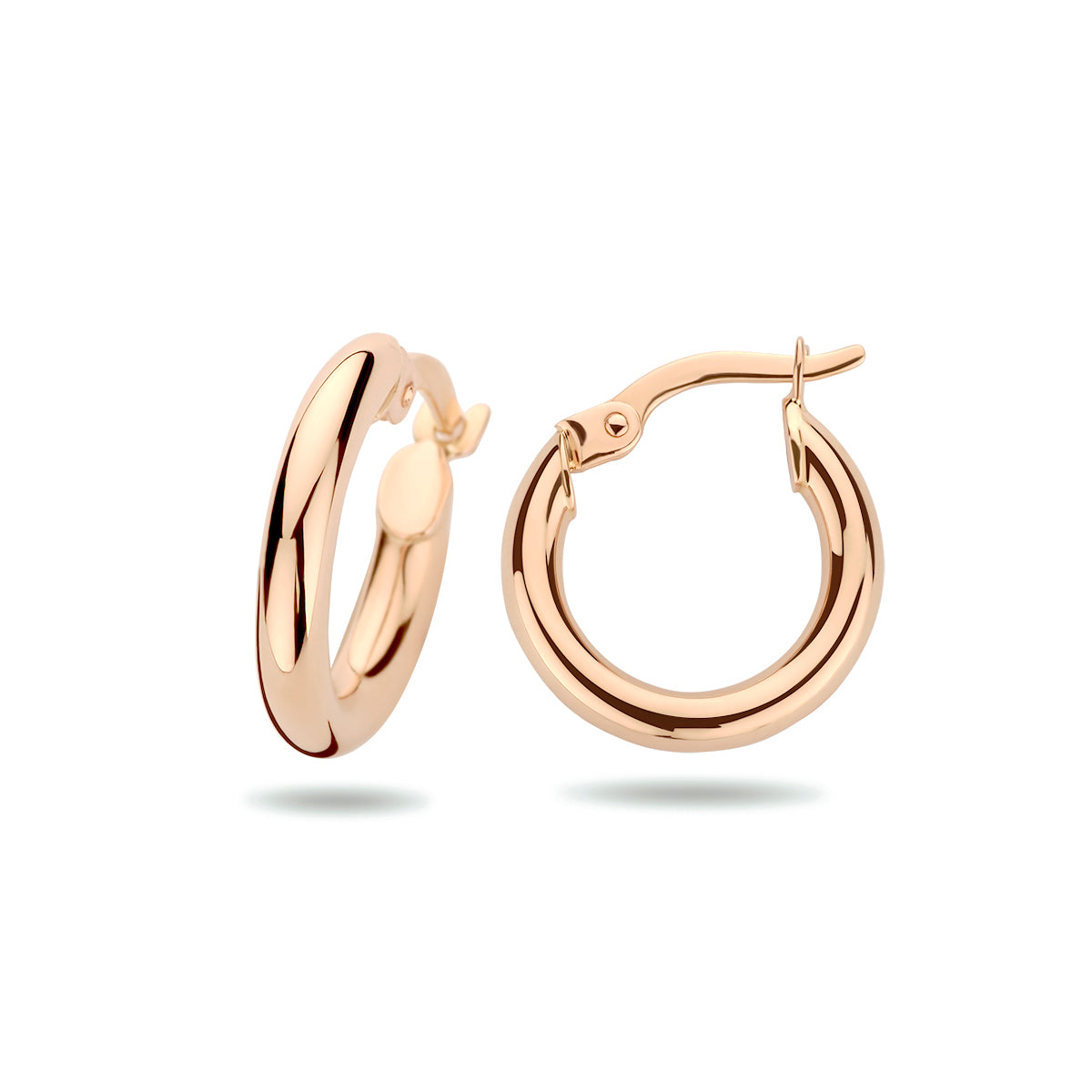 Ohrringe 2,5 mm runde Röhre 14K Roségold