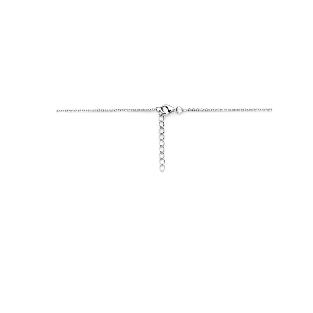 collier hartjes zirkonia 42 + 3 cm zilver gerhodineerd