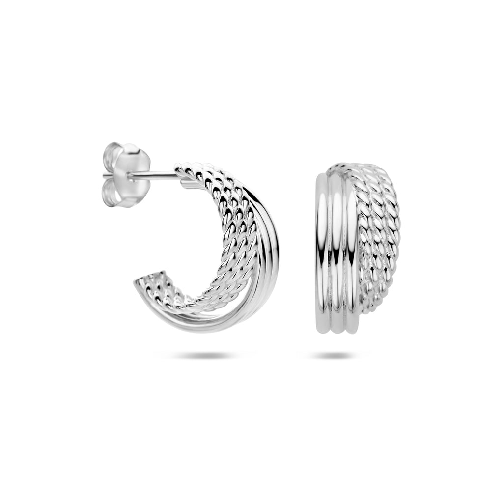 Stecker-Ohrringe 16 mm rhodiniert Silber