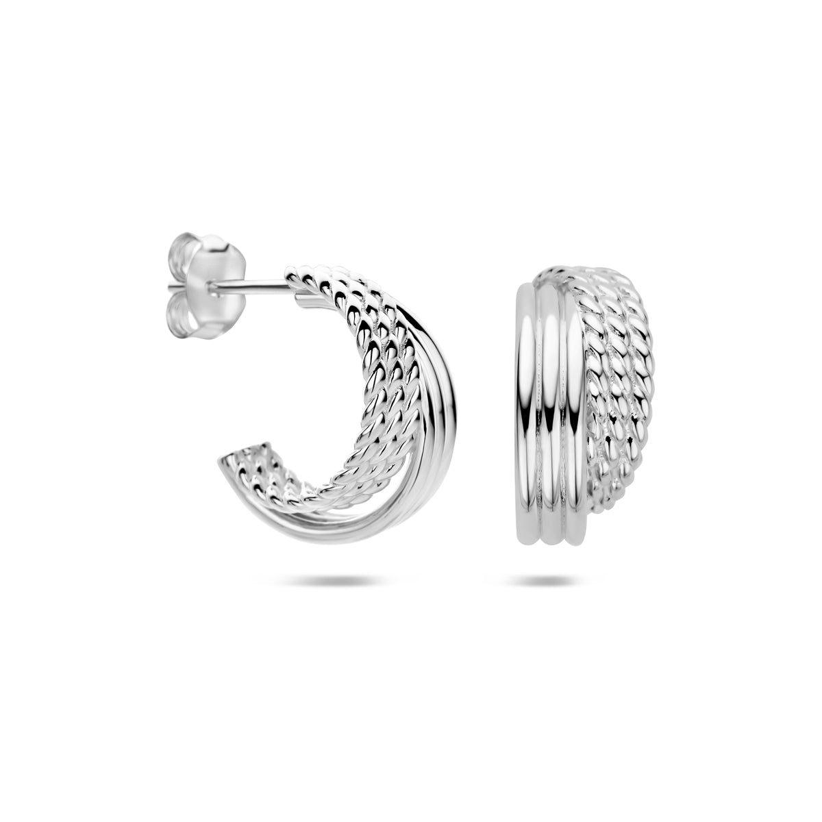 Stecker-Ohrringe 16 mm rhodiniert Silber