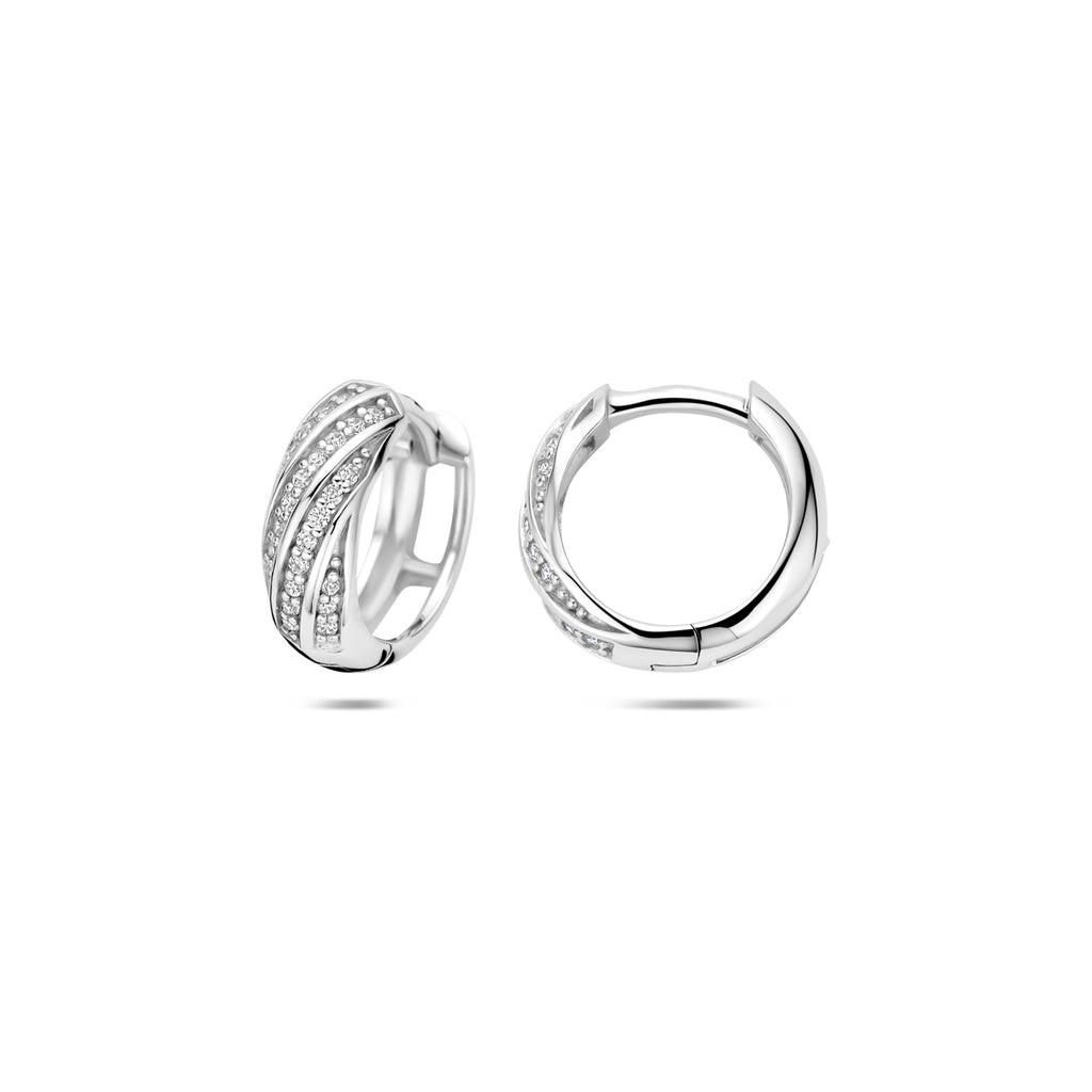 klapoorringen zirkonia 12 mm zilver gerhodineerd