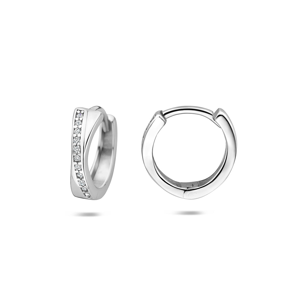 klapoorringen zirkonia 13 mm zilver gerhodineerd