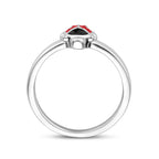 ring lieveheersbeestje emaille zilver gerhodineerd