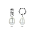 oorringen parel 25 mm zilver gerhodineerd