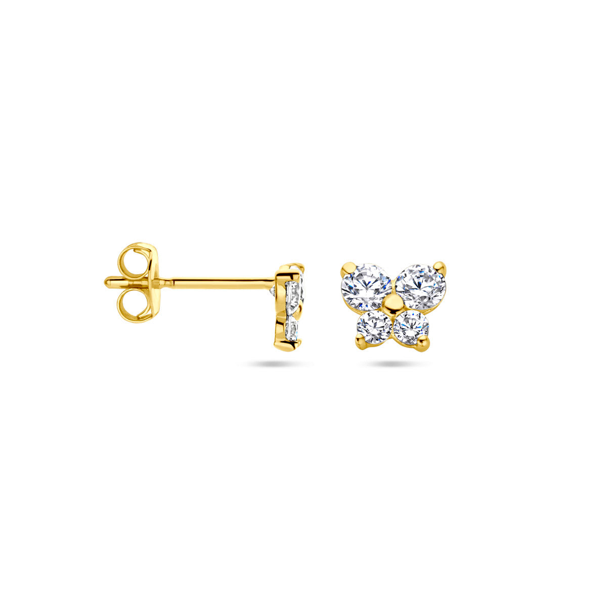 Ohrstecker Schmetterling Zirkonia 14K Gelbgold