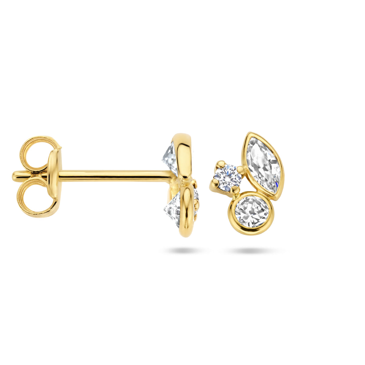 oorknoppen zirkonia 14K geelgoud