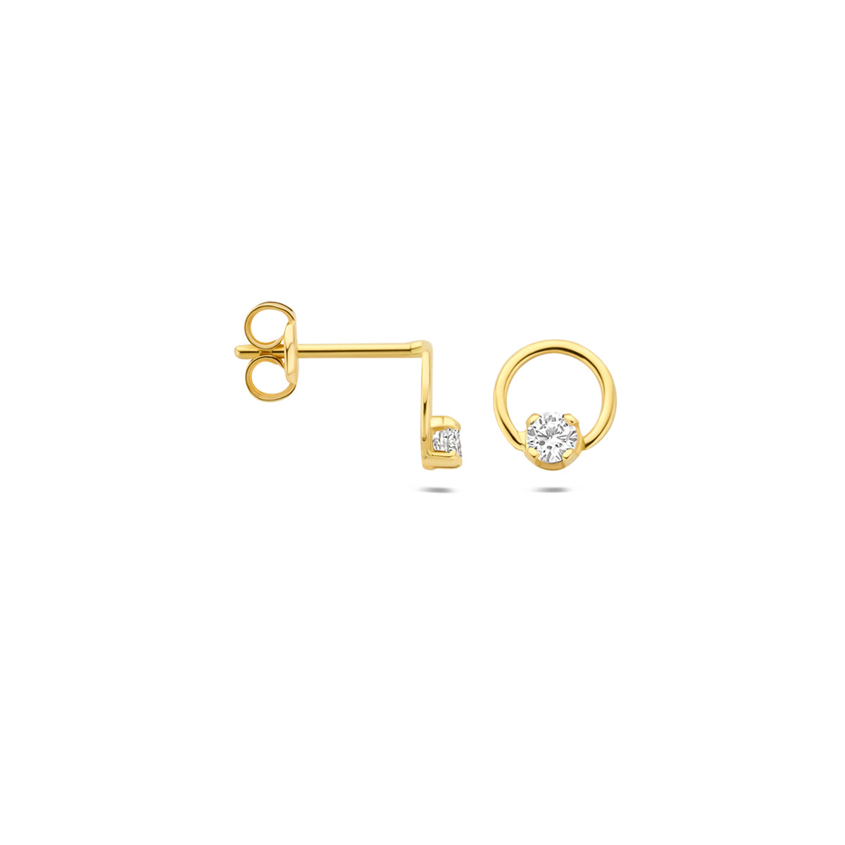 oorknoppen lab grown diamant 0.13ct (2x 0.065ct) f vs 6,5 mm 14K geelgoud
