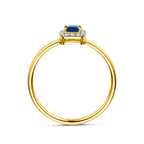 ring saffier en diamant 0.07ct h si 14K geelgoud
