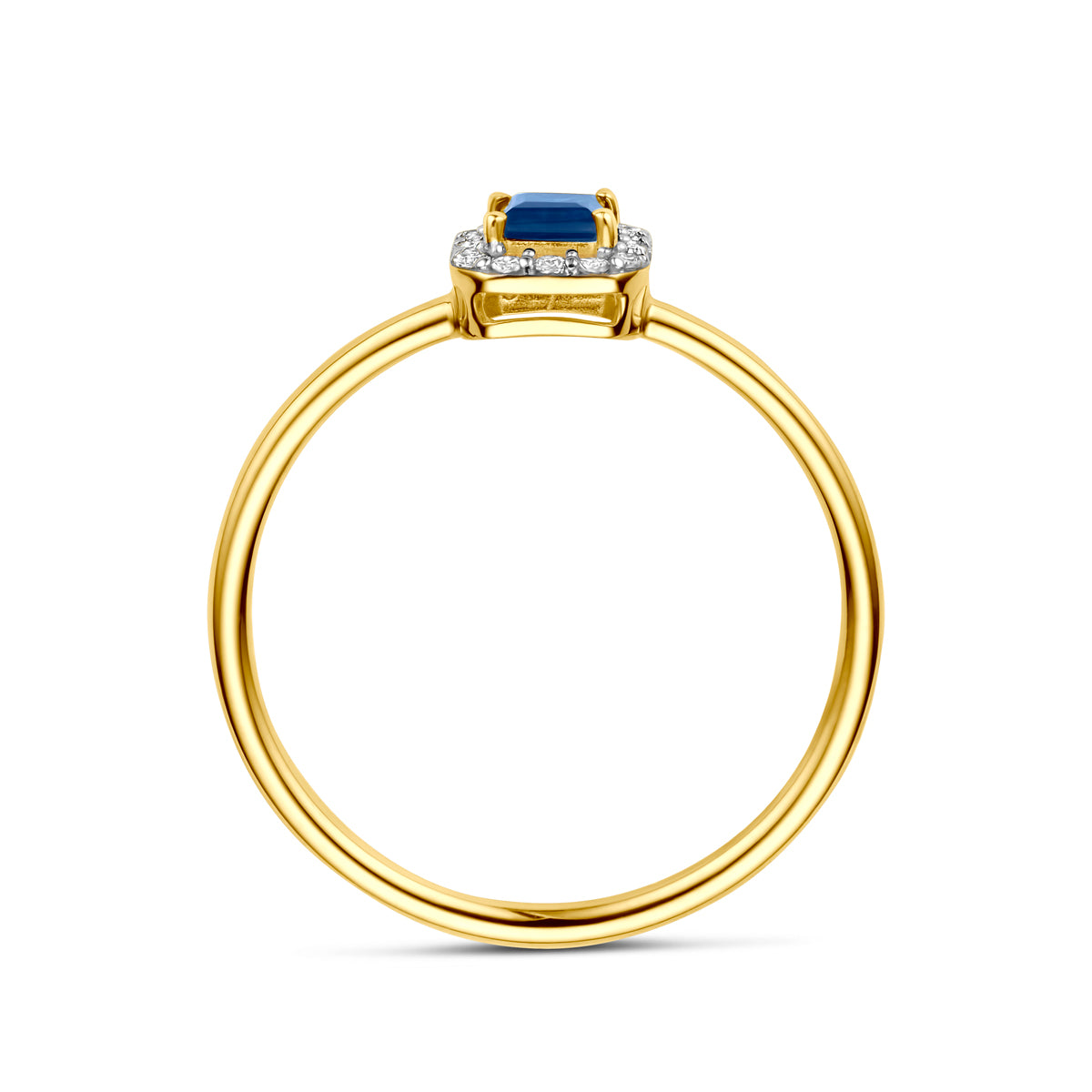 ring saffier en diamant 0.07ct h si 14K geelgoud