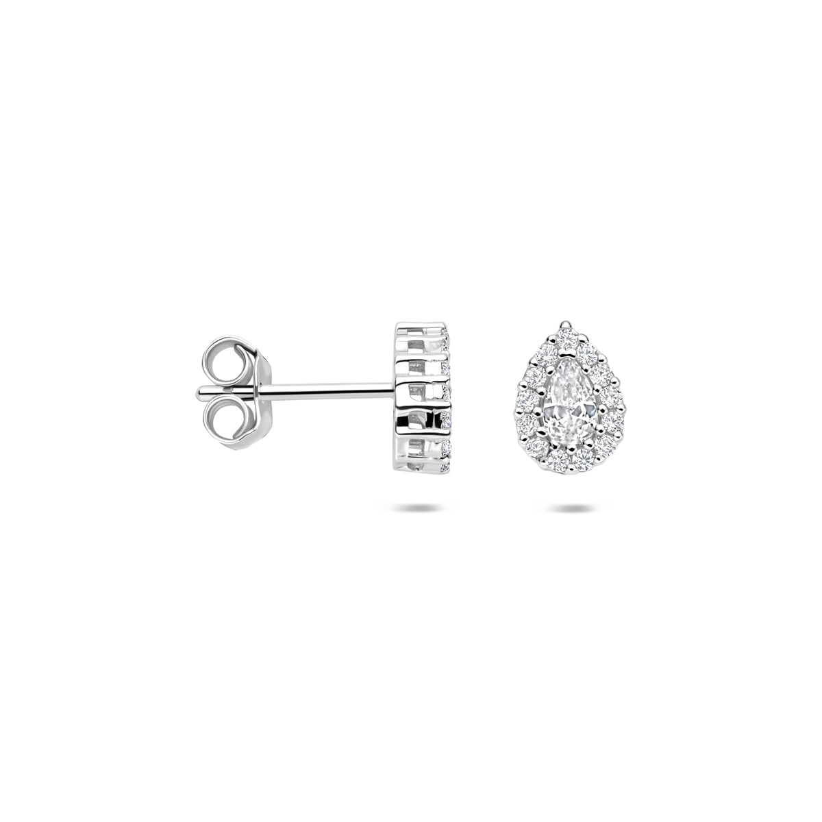 oorknoppen zirkonia 8,5 mm zilver gerhodineerd