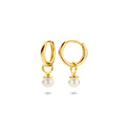 klapoorringen parel 18 mm 1 micron zilver verguld (geel)