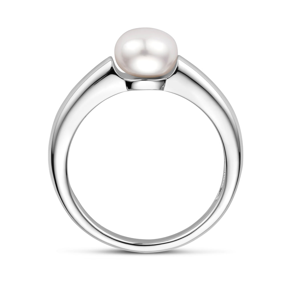 Ring Perle Silber rhodiniert