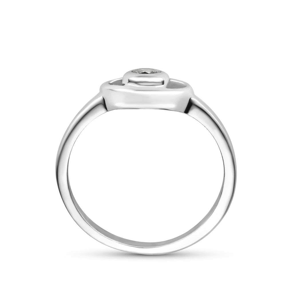 Ring Herz und Zirkonia Silber rhodiniert