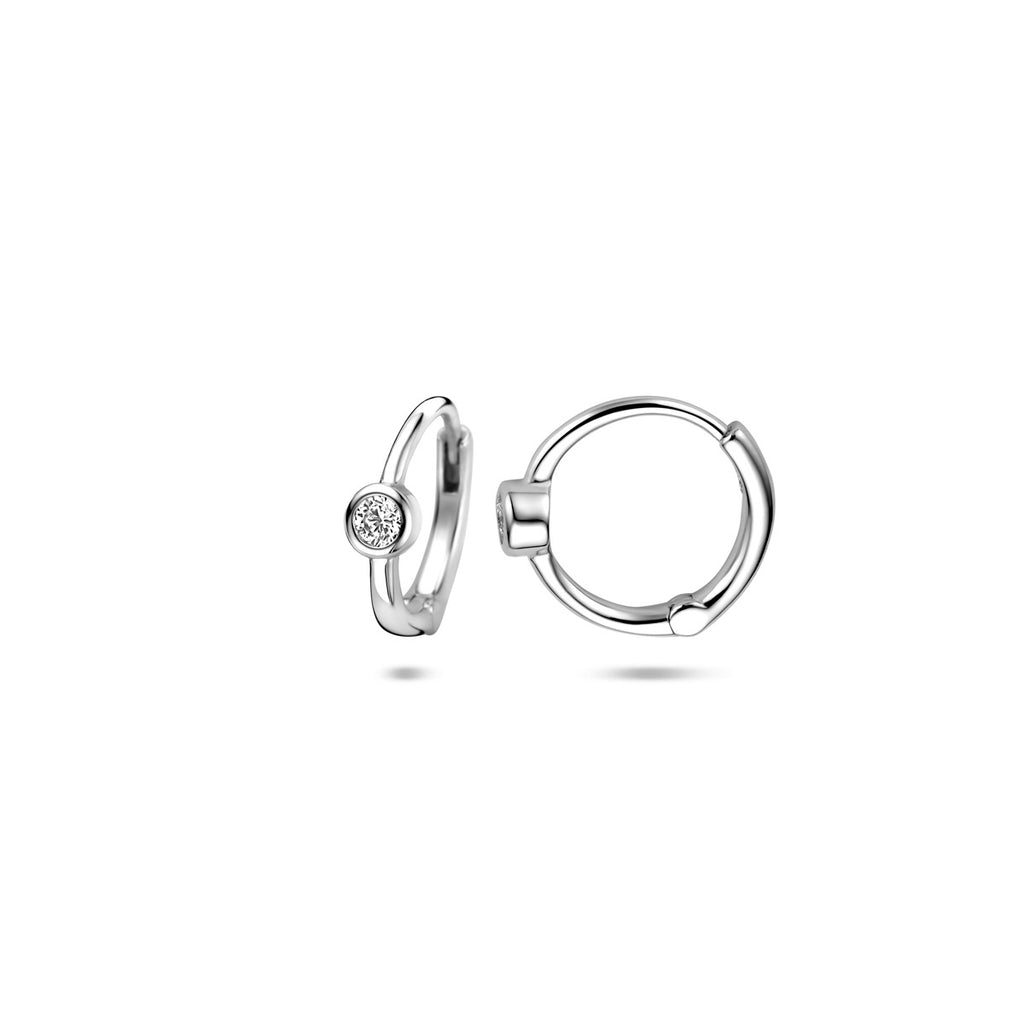 Klappohrringe Zirkonia 12 mm Silber rhodiniert