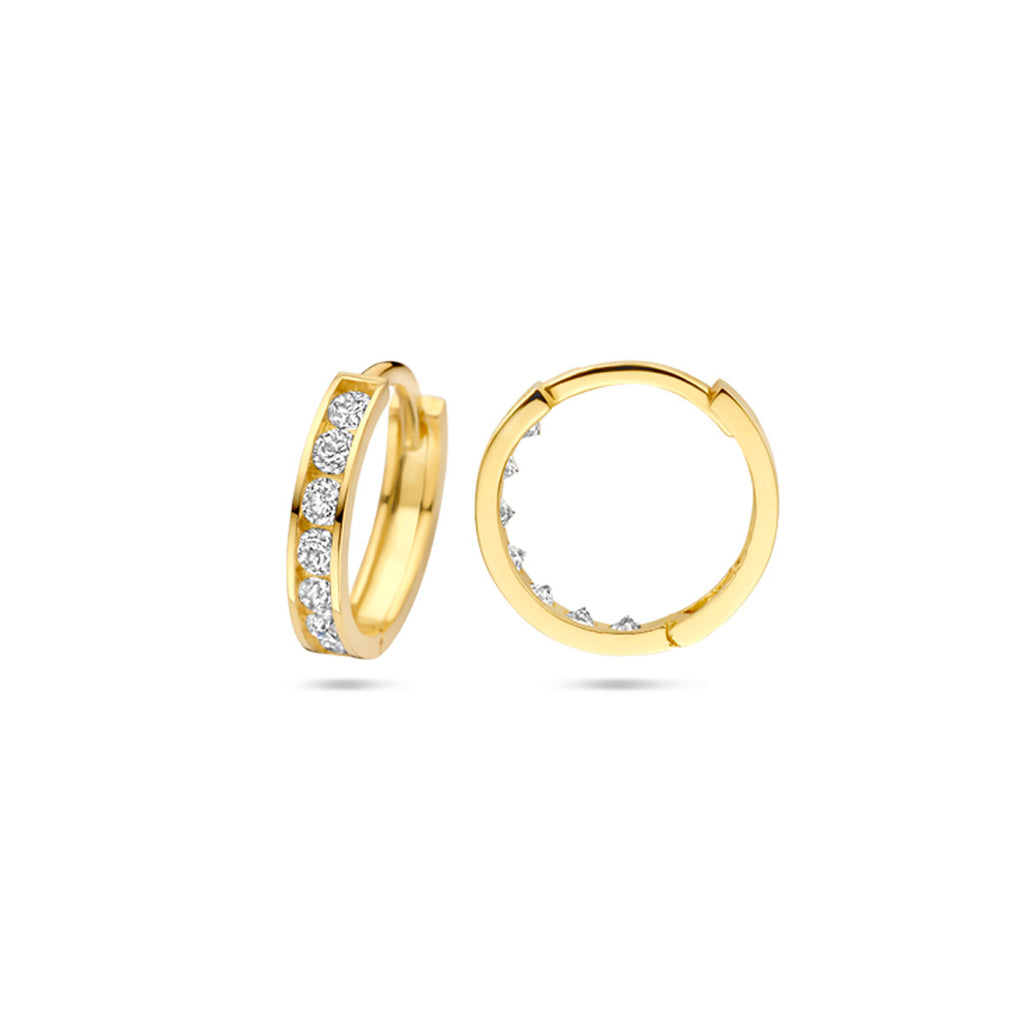 9k klapoorringen zirkonia 12,5 mm 9K geel