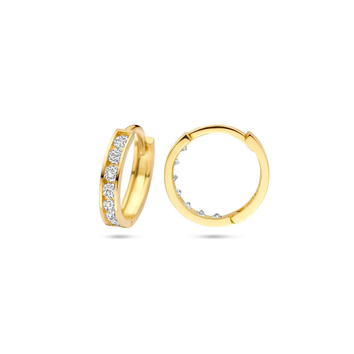 9k klapoorringen zirkonia 12,5 mm 9K geel