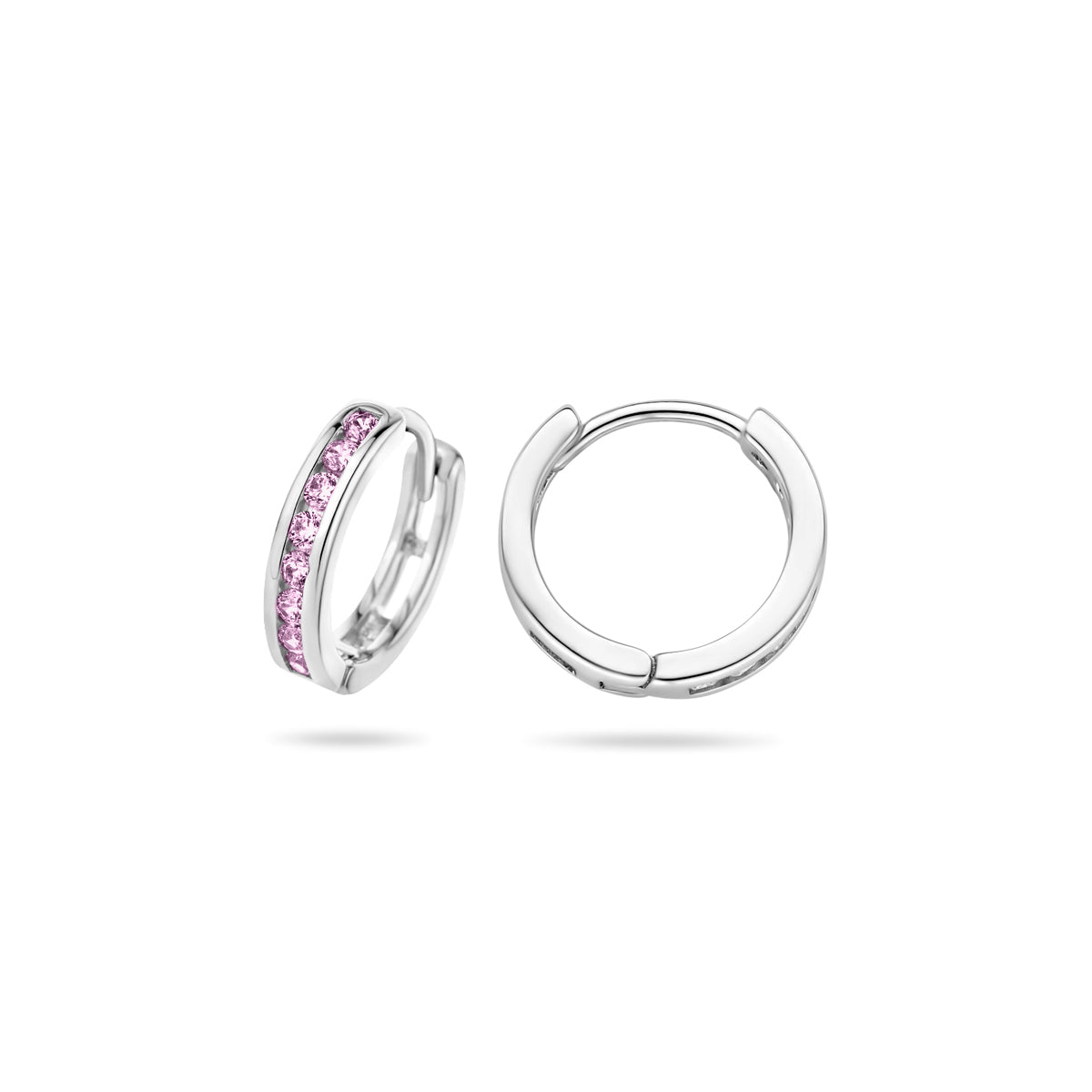 Klappohrringe rosa Zirkonia 12,5 mm rhodiniertes Silber