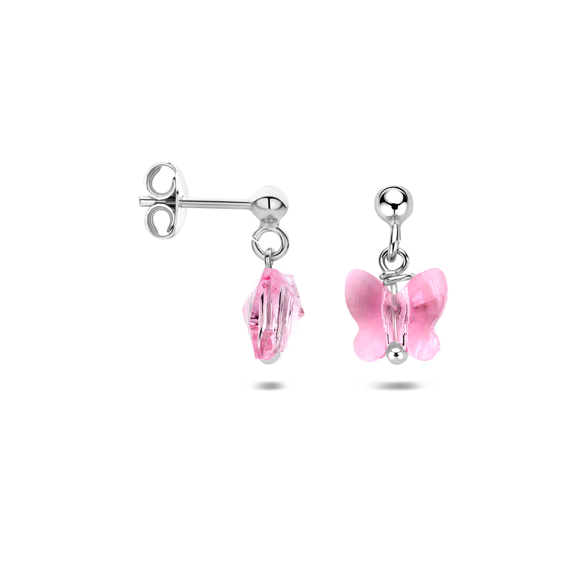 oorhangers vlinder strass zilver gerhodineerd