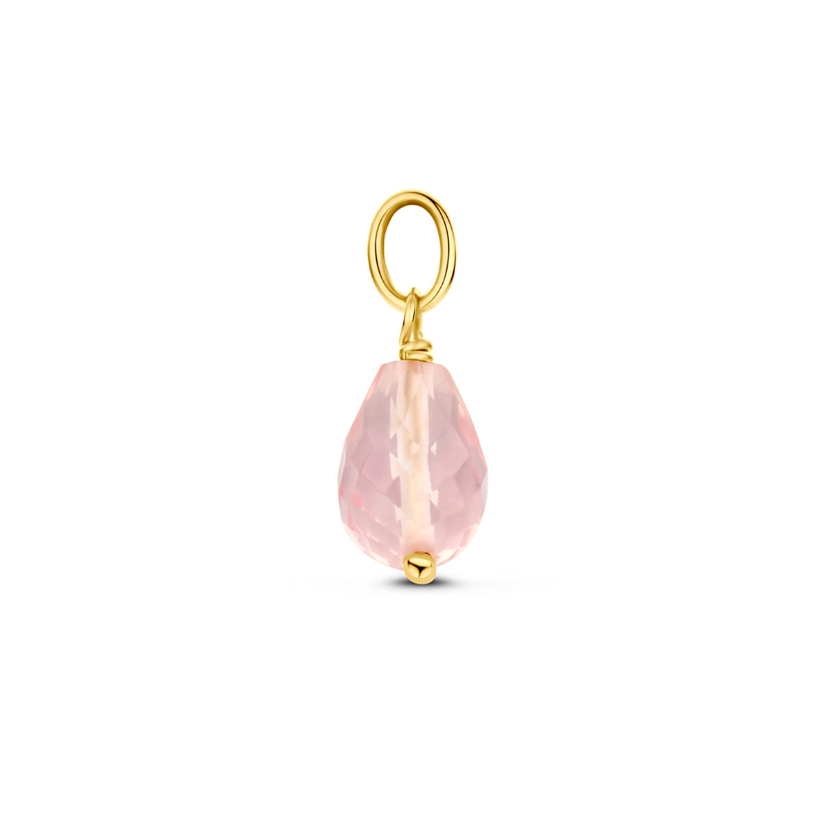 hanger roze kwarts 15 mm 14K geelgoud