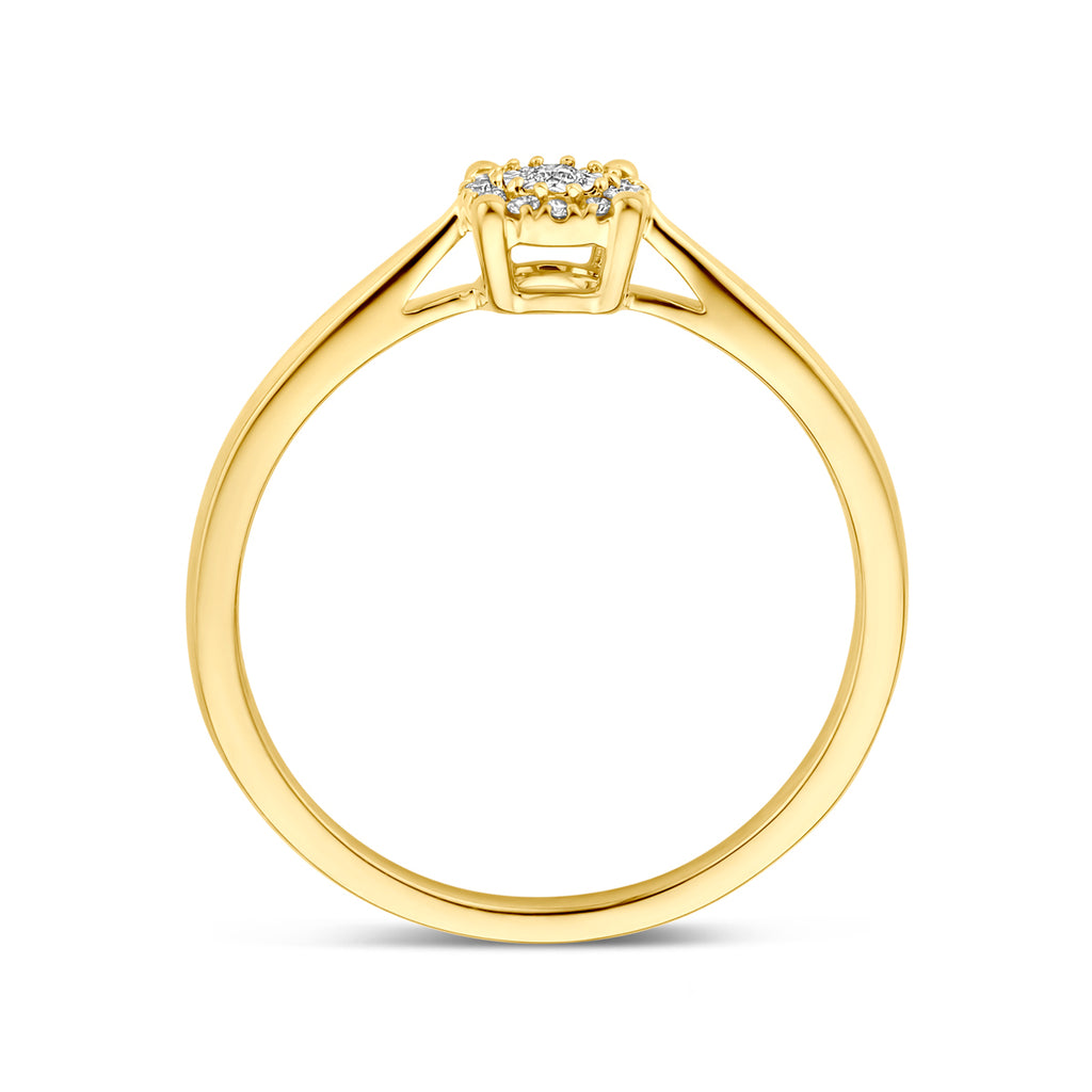 ring diamant 0.07ct h si 14K bicolor goud geel/wit