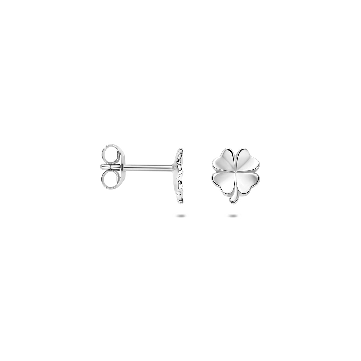 Silberne Kleeblatt-Ohrstecker rhodiniert