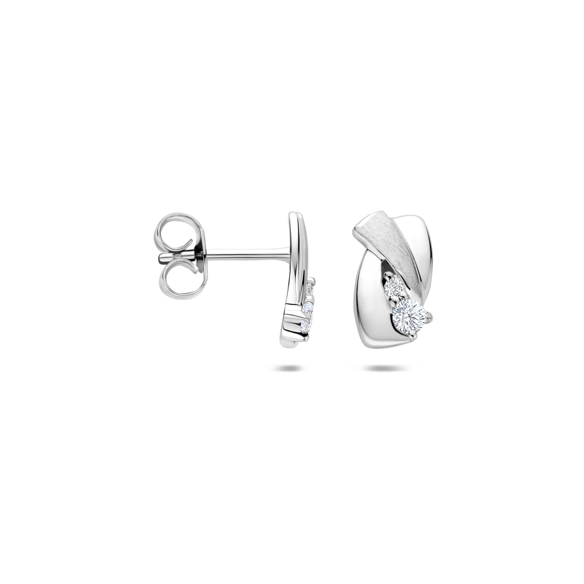 Ohrstecker Zirkonia Poly/Silber matt rhodiniert