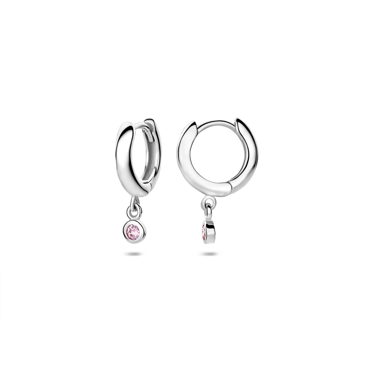 Klappcreolen rosa Zirkonia 15 mm Silber rhodiniert