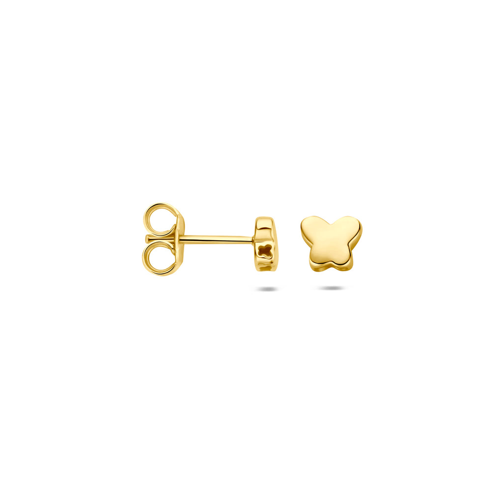 oorknoppen vlinder 4,5 mm 14K geelgoud