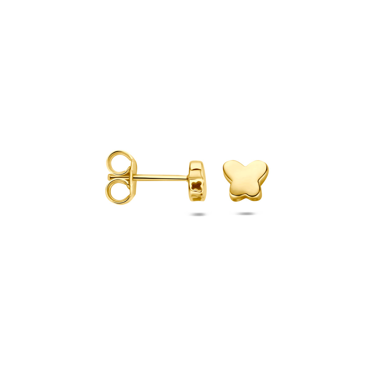 oorknoppen vlinder 4,5 mm 14K geelgoud