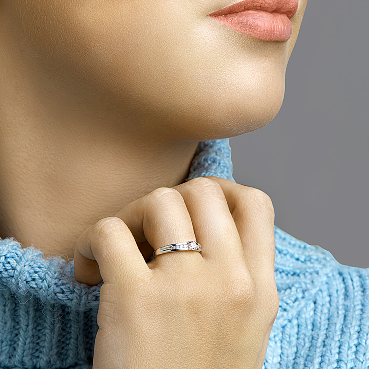ring zirkonia 14K witgoud