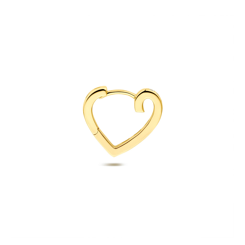 klapoorring hartje diamant 0.11ct h si 13,5 mm per stuk 14K geelgoud