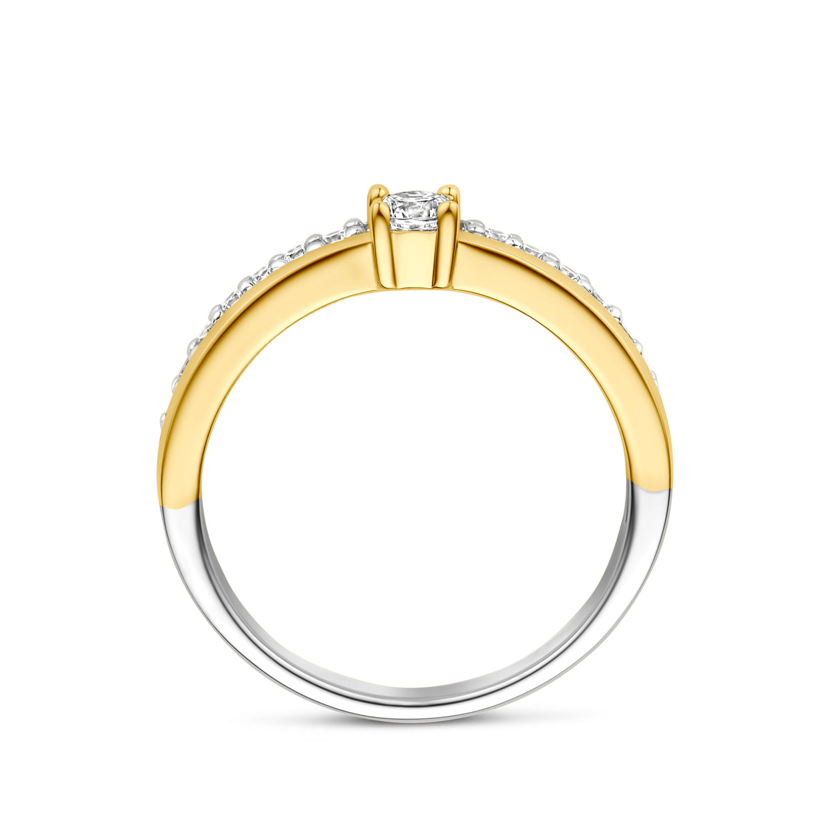ring zirkonia 3 micron zilver verguld (geel/rhodium)