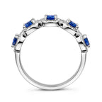 Ring saphirfarben und weißer Zirkonia Halo Silber rhodiniert