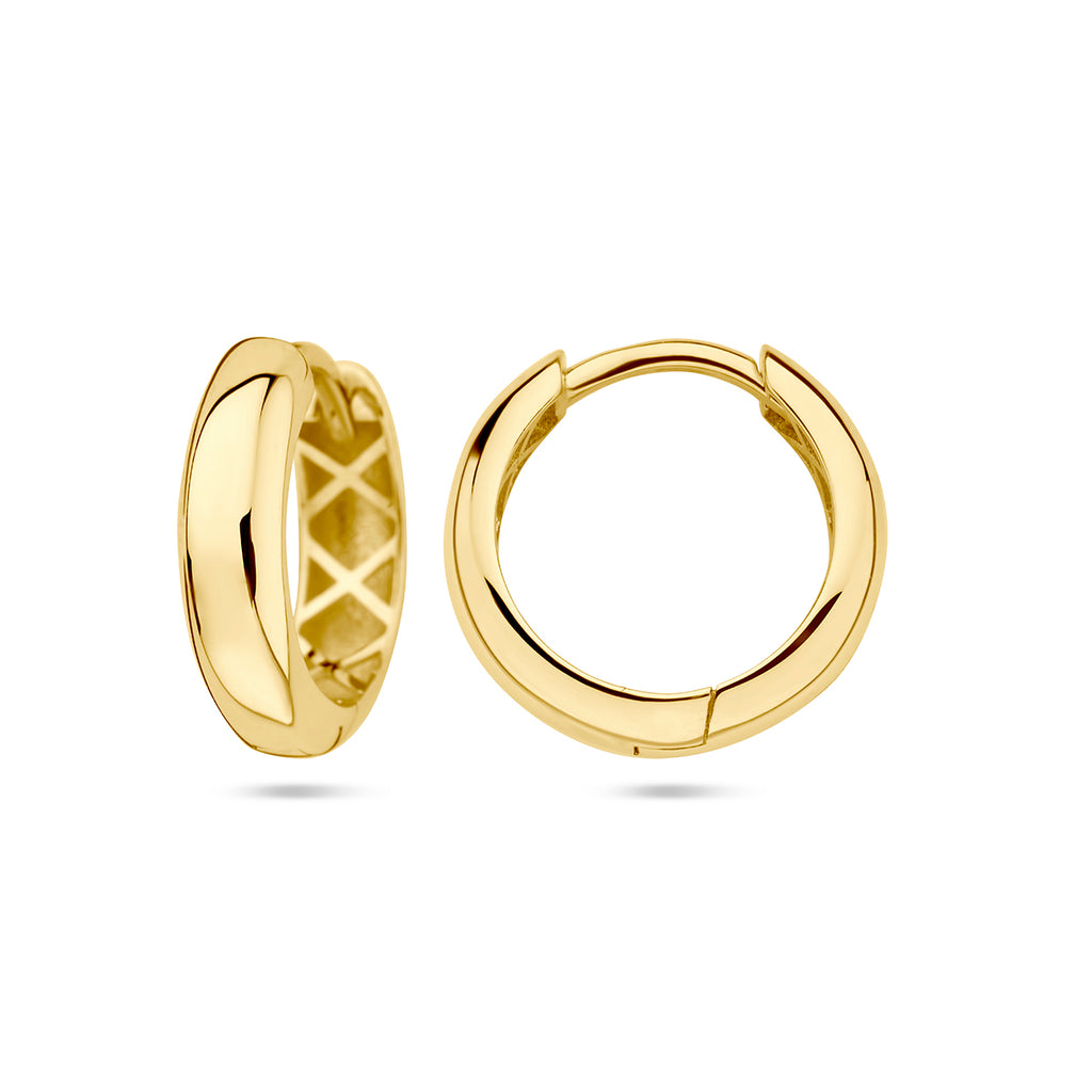 9 Karat Klappcreolen 14,5 mm halbrunder Schlauch 9K Gelbgold