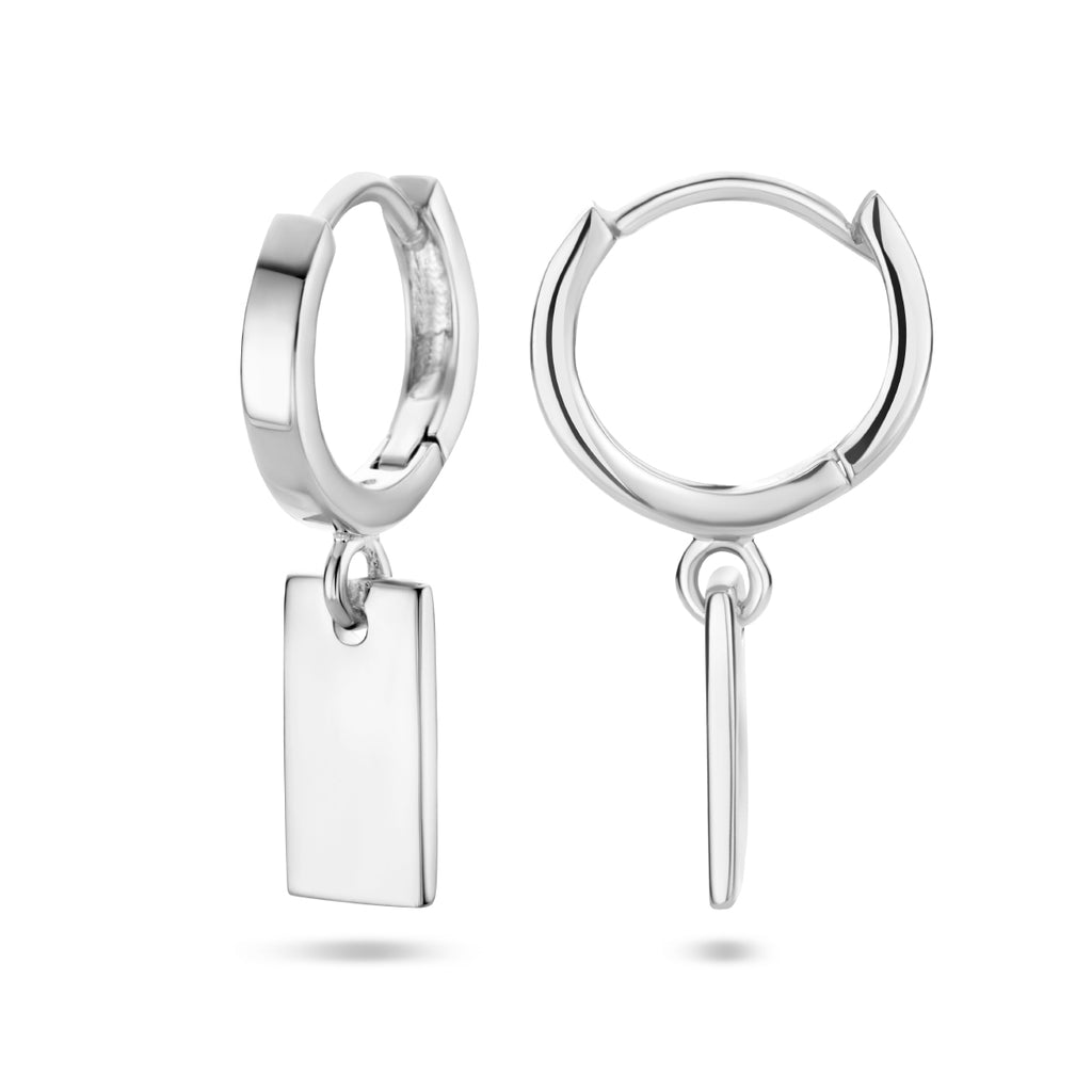 klapoorring hanger rechthoek zilver gerhodineerd - rechthoek
