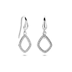 Ohrhänger Raute Zirkonia französische Haken 25 mm Silber rhodiniert