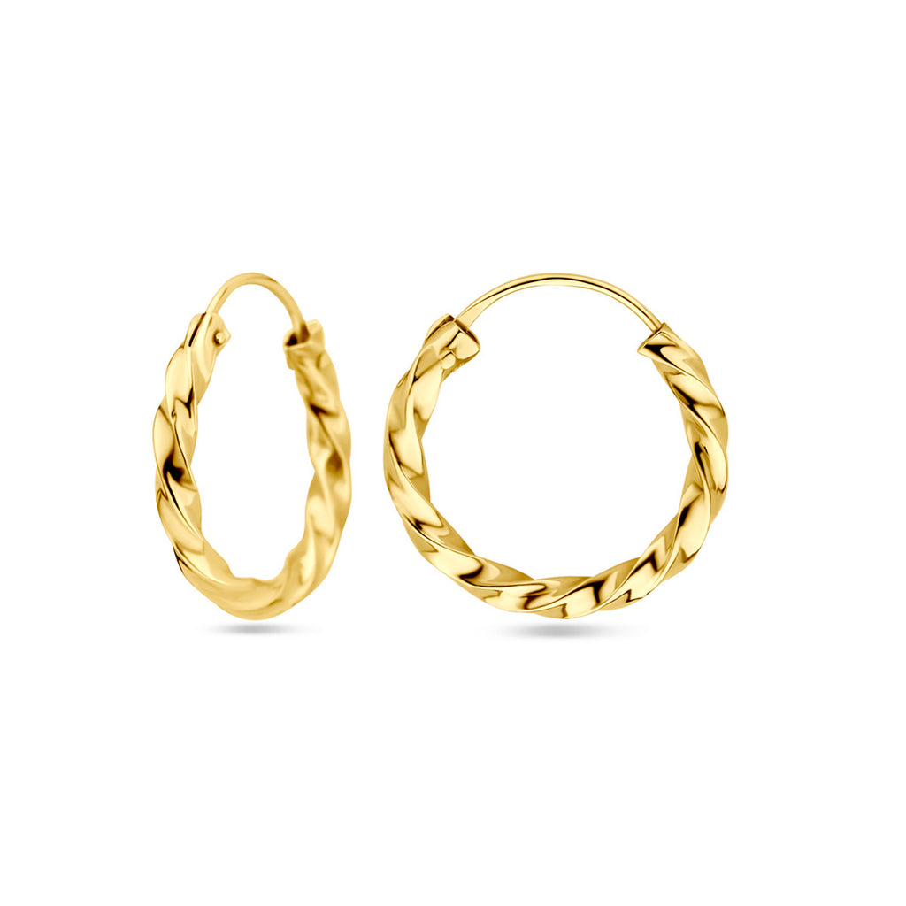 oorringen gedraaide buis 17 mm 14K geelgoud