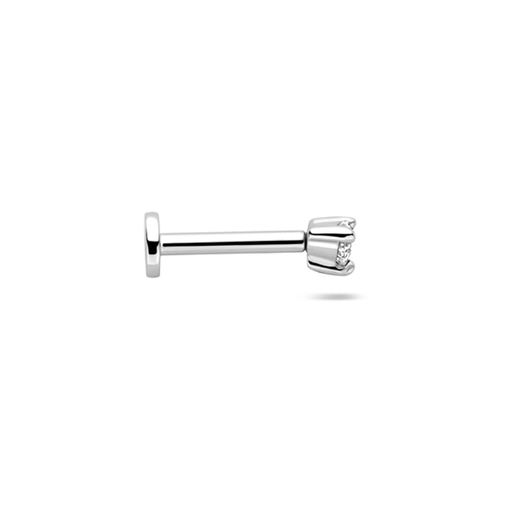 Flat Back Piercing Zirkonia Herz 3,0 mm Silber rhodiniert
