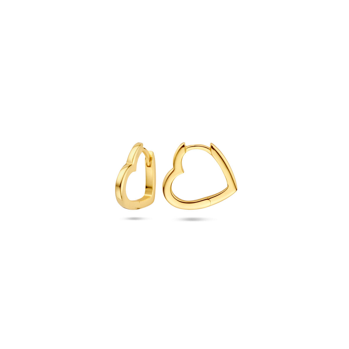 klapoorringen hartjes 2 mm 1 micron zilver verguld (geel)